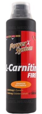 L-Carnitin FIRE liquide 500 ml 60000 mg avec extrait de thé vert POWER SYSTEM